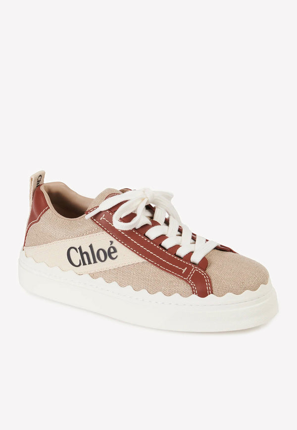 Chloé Brown Lauren Low-Top Sneakers CHC22U108Z490U WHITE - BROWN 1