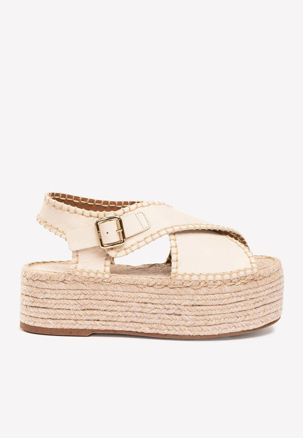 Chloé Lucinda 60 Espadrille Platform Sandals Eggshell CHC22U643Y9122 Eggshell    