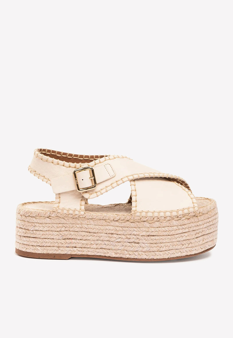 Chloé Lucinda 60 Espadrille Platform Sandals Eggshell CHC22U643Y9122 Eggshell    