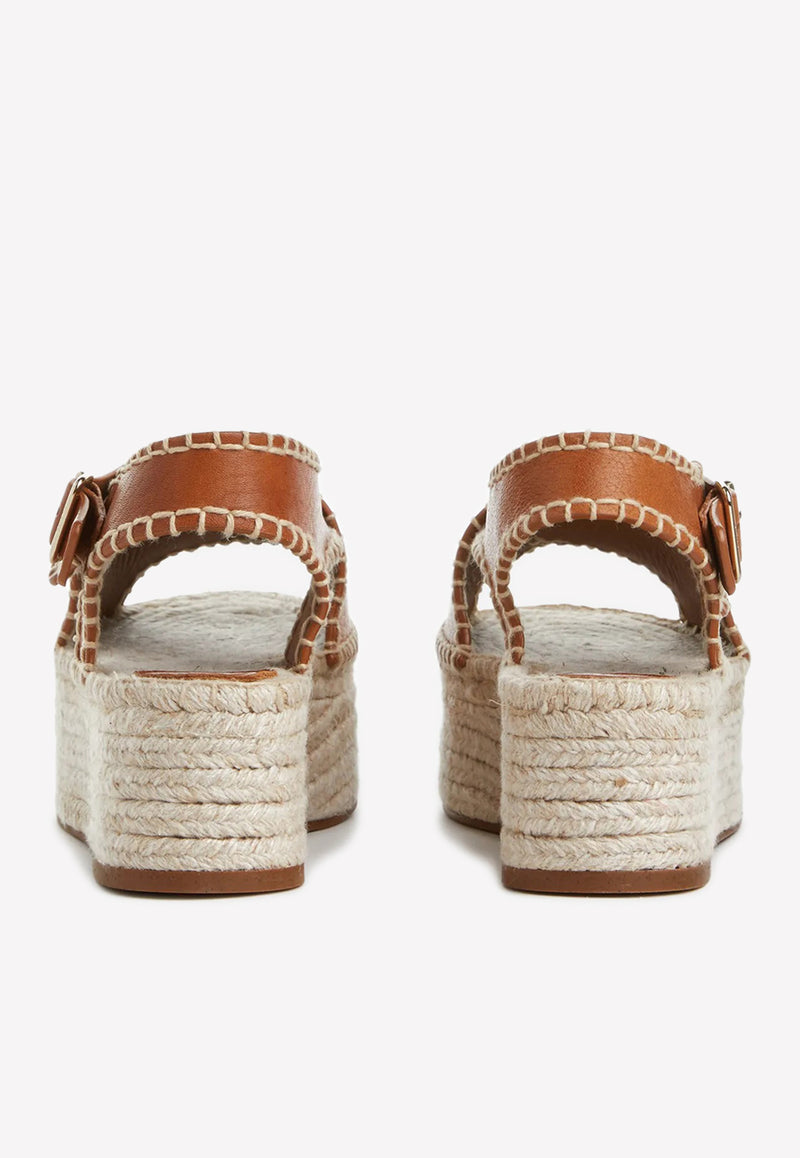 Chloé Lucinda 60 Espadrille Platform Sandals Brown CHC22U643Y9210 Luminous Ochre   