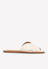 Chloé Lucille Calf Leather Flat Sandals White CHC22U64991120 Lovely White   