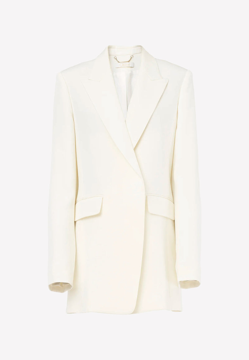 Chloé Single-Breasted Tailored Blazer White CHC22UMA16015107 Iconic Milk  