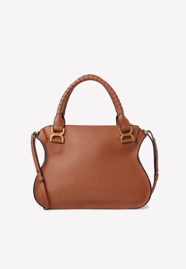 Chloé Medium Marcie Top Handle Bag in Grained Leather Tan CHC22US660G9125M Tan