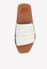 Chloé Logo Woody Flat Mules White CHC22W188BF101 WHITE