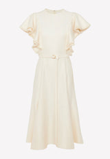 Chloé Wing-Sleeve Midi Dress White CHC22WRO27065103