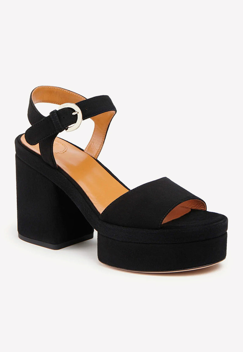 Chloé Odina 100 Leather Platform Sandals Black CHC23S783CJ001 BLACK