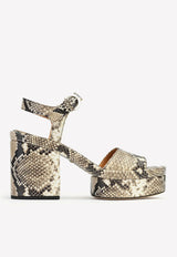 Chloé Odina 100 Python-Effect Goatskin Sandals Multicolor CHC23S783CT091 ETERNAL GREY