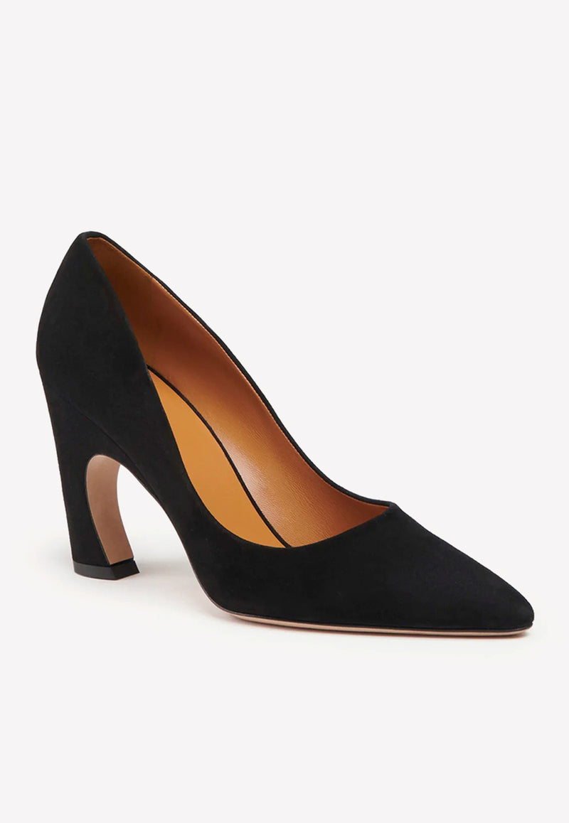 Chloé Oli 90 Suede Pumps Black CHC23S817CJ001 BLACK