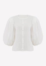 Chloé Ramie Puff-Sleeved Blouse White CHC23SHT14016101 WHITE
