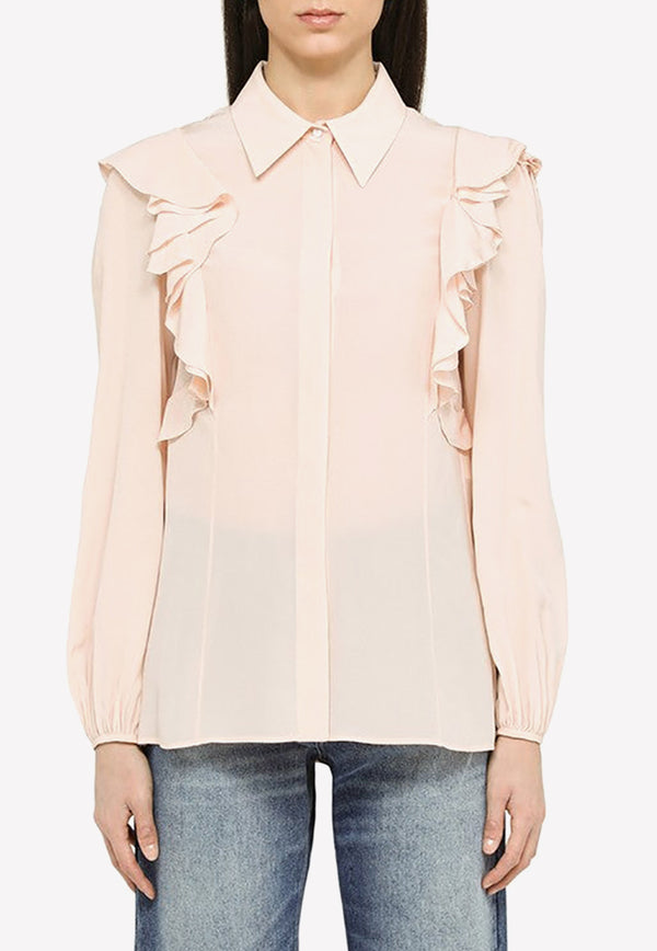Ruffled Long-Sleeved Blouse Shop Chloé Ruffled Long-Sleeved Blouse for Women online at THAHAB.COM. Shop the latest collections from the most famous designer & luxury brands and boutiques at the best price with fast delivery. CHC23SHT15004/M Pink