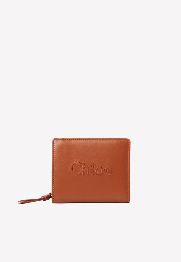 Chloé Sense Leather Compact Wallet Caramel CHC23SP867I10247 CARAMEL