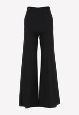 Chloé Flared Pants in Wool And Linen Black CHC23SPA01063001 BLACK