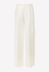 Chloé Linen Straight-Leg Pants White CHC23SPA07036107 ICONIC MILK