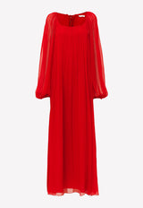 Chloé Silk Long-Sleeved Maxi Dress Red CHC23SRO17101677 RISING RED