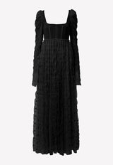 Chloé Long-Sleeved Silk And Wool Maxi Dress Black CHC23SRO18480001 BLACK