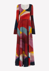 Chloé Caroline Denervaud Long-Sleeved Silk Maxi Dress Multicolor CHC23SRO213049CA MULTICOLOR 1