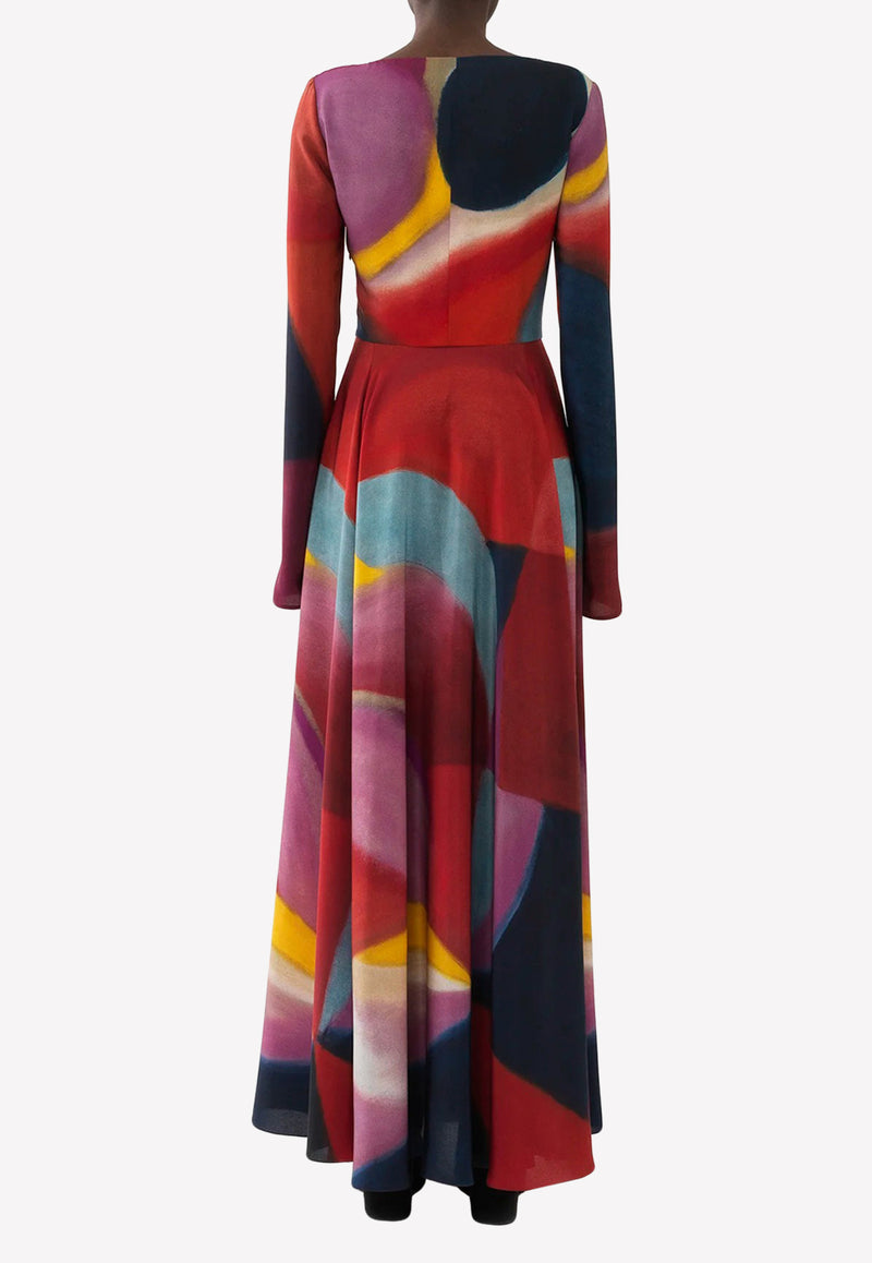 Chloé Caroline Denervaud Long-Sleeved Silk Maxi Dress Multicolor CHC23SRO213049CA MULTICOLOR 1
