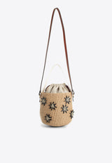 Chloé Mini Raffia Bucket Bag Beige CHC23SS381J5527S SEPIA BROWN