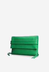Chloé Leather Woven Clutch Bag Green CHC23SS559J5831K POP GREEN