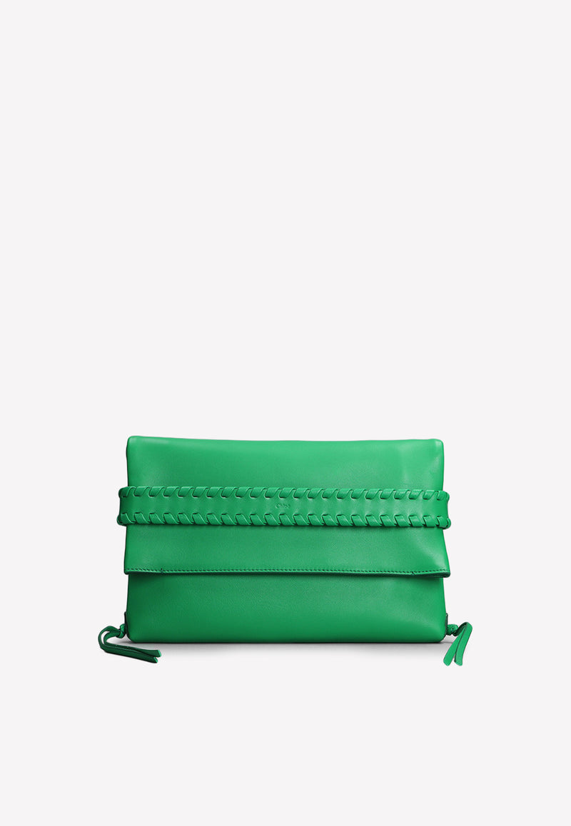 Chloé Leather Woven Clutch Bag Green CHC23SS559J5831K POP GREEN