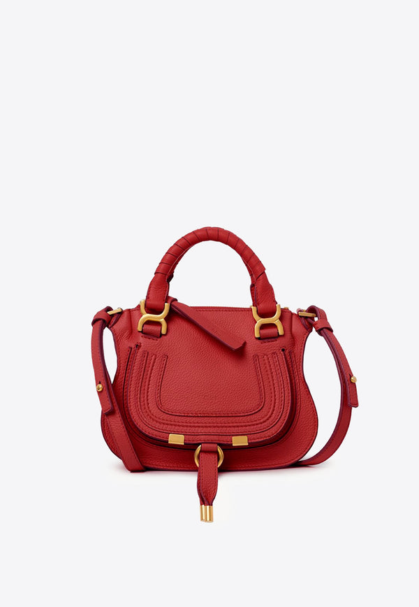 Chloé Mini Marcie Top Handle Bag in Calfskin Red CHC23SS595I316AI REDDISH PINK