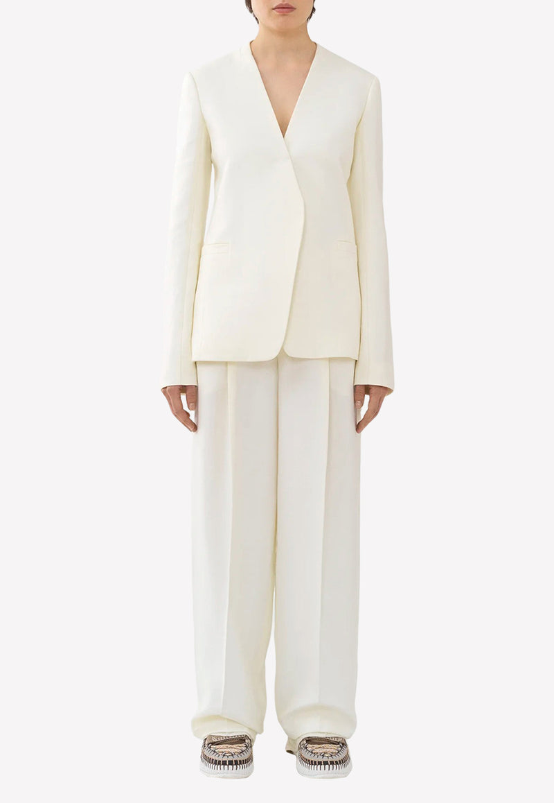 Chloé Collarless Tailored Jacket White CHC23SVE06036107 ICONIC MILK