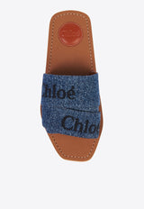 Chloé Woody Denim Flat Sandals Denim CHC23U188CU45D DENIM