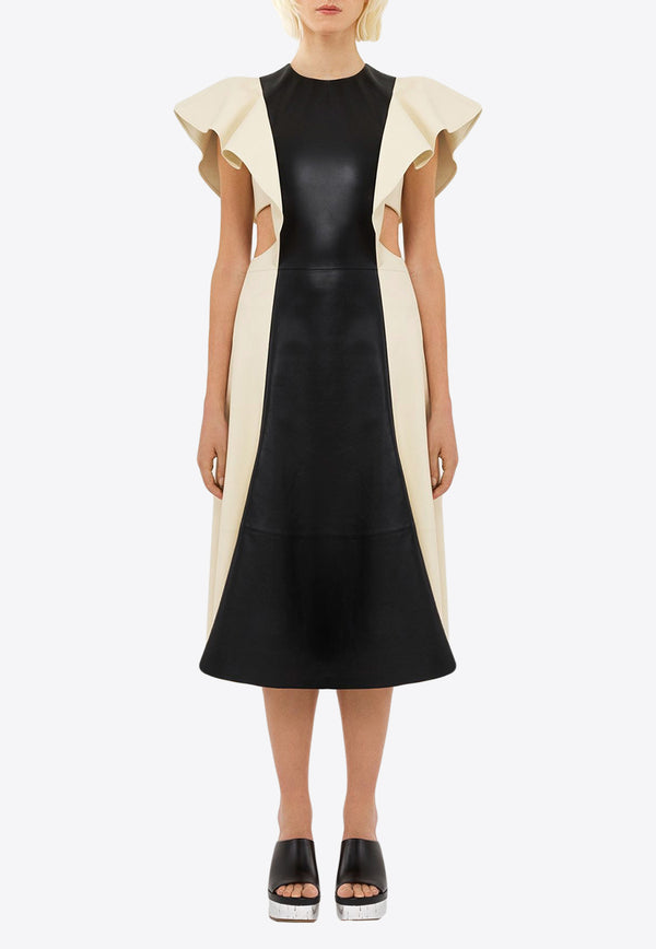 Chloé Wing-Sleeve Midi Dress Monochrome CHC23UCR20207905 BLACK - WHITE 1