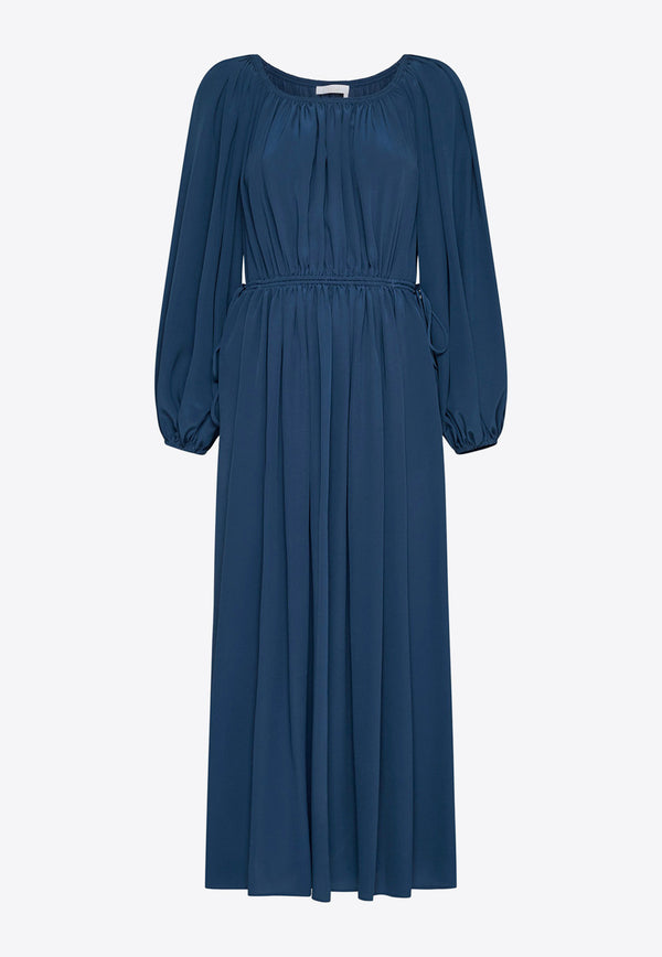 Chloé Silk Long-Sleeved Midi Dress Blue CHC23URO5300444A OPAL BLUE