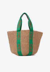 Chloé Large Woody Basket Tote Bag Beige CHC23US380K3998R GREEN - ORANGE 1