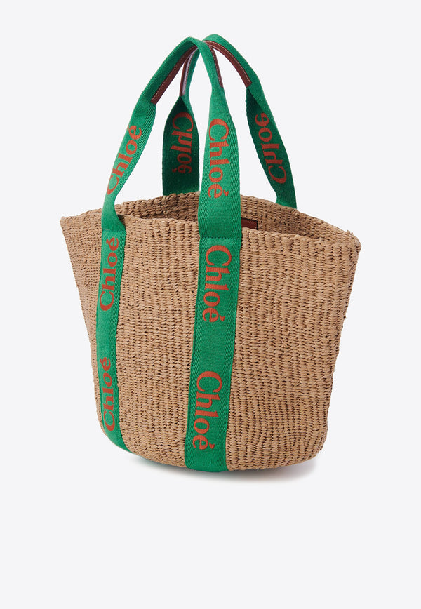 Chloé Large Woody Basket Tote Bag Beige CHC23US380K3998R GREEN - ORANGE 1
