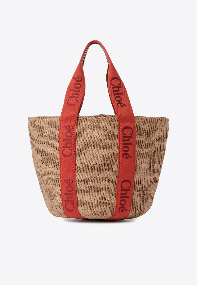 Chloé Large Woody Basket Tote Bag Beige CHC23US380K399HE ORANGE - ORANGE 1
