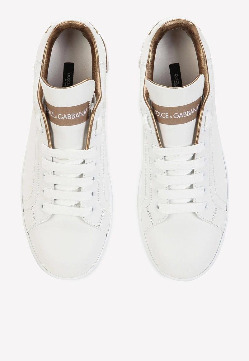 Dolce & Gabbana Portofino Low-Top Sneakers in Calf Leather White CK1544 AX615 8L315
