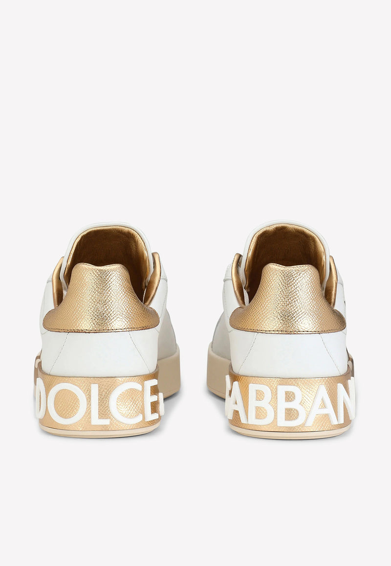 Dolce & Gabbana DG Portofino Leather Sneakers White CK1544 B5960 89662
