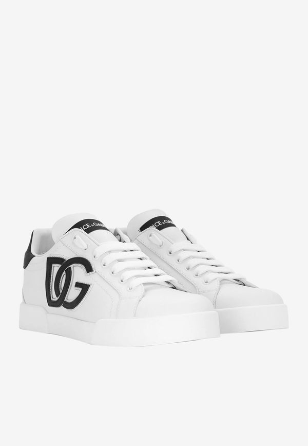 Dolce & Gabbana Portofino DG Logo Sneakers in Calf Leather CK1545 AC330 89697 White