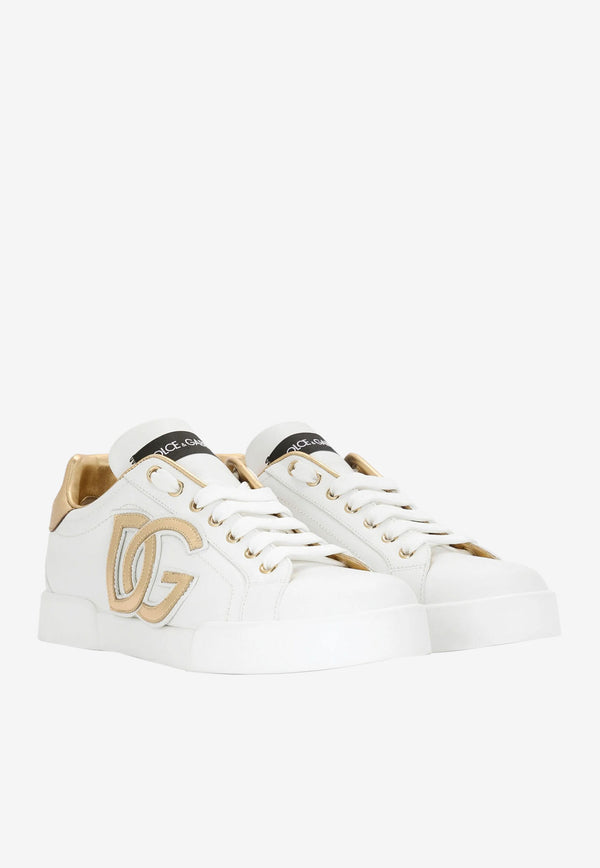 Dolce & Gabbana Portofino DG Logo Sneakers in Calf Leather CK1545 AD780 89662 White