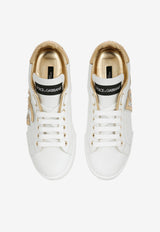 Dolce & Gabbana Portofino DG Logo Sneakers in Calf Leather CK1545 AD780 89662 White