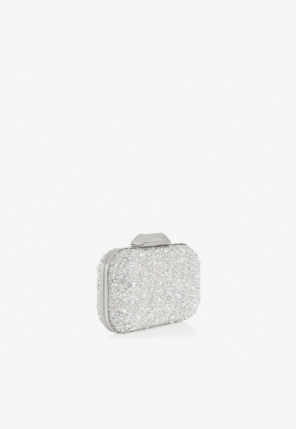 Jimmy Choo Cloud Crystal Covered Clutch Silver CLOUD EXC CRYSTAL
