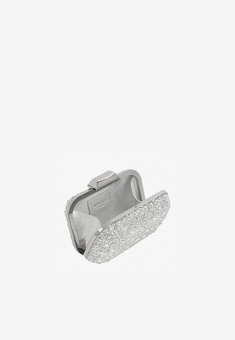 Jimmy Choo Cloud Crystal Covered Clutch Silver CLOUD EXC CRYSTAL