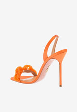 Aquazzura Chain of Love 105 Slingback Sandals in Satin CLVHIGS0-SATMNG MANGO Orange