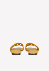 Dolce & Gabbana DG Logo Slides in Calf Leather Yellow CQ0436 AY329 80220