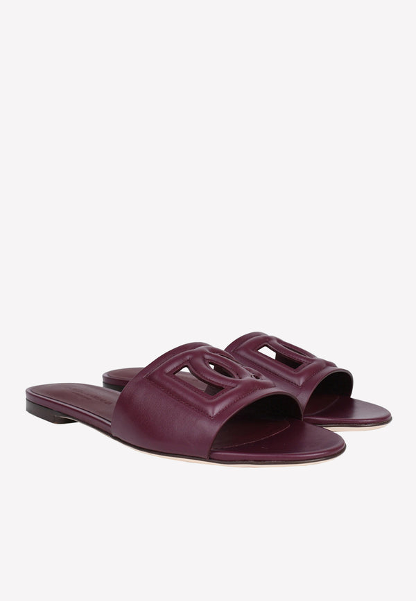 Dolce & Gabbana DG Millennials Slides in Calf Leather Bordeaux CQ0436 AY329 80343