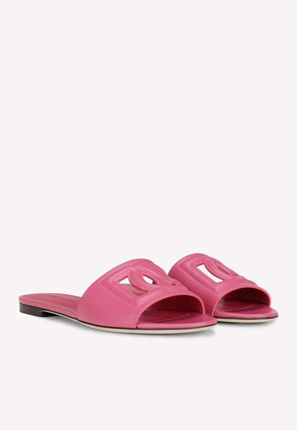 Dolce & Gabbana DG Logo Slides in Calf Leather Pink CQ0436 AY329 80441