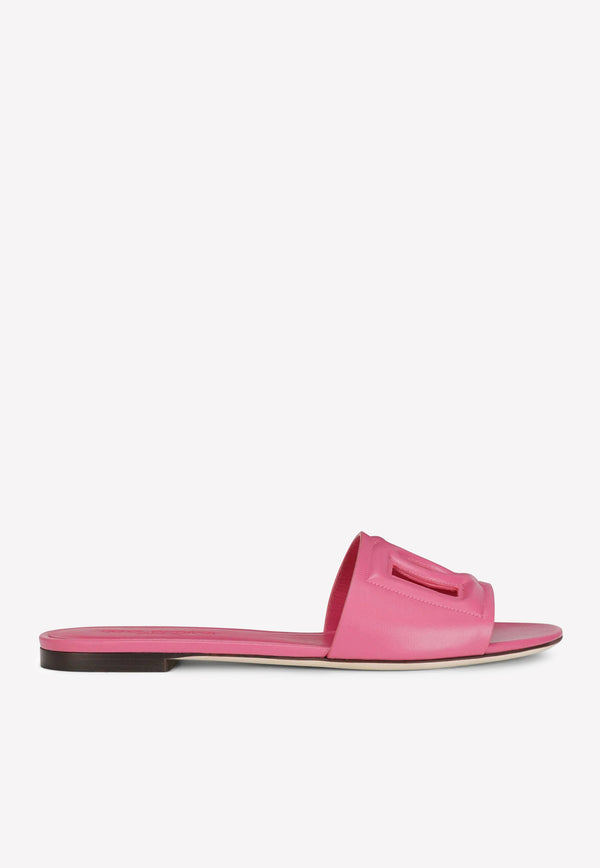 Dolce & Gabbana DG Logo Slides in Calf Leather Pink CQ0436 AY329 80441