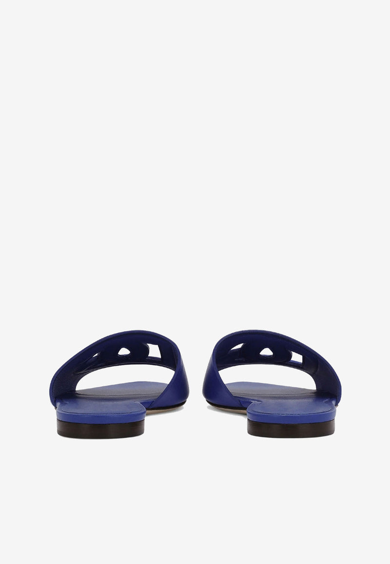 Dolce & Gabbana DG Logo Slides in Calf Leather CQ0436 AY329 80623 Blue