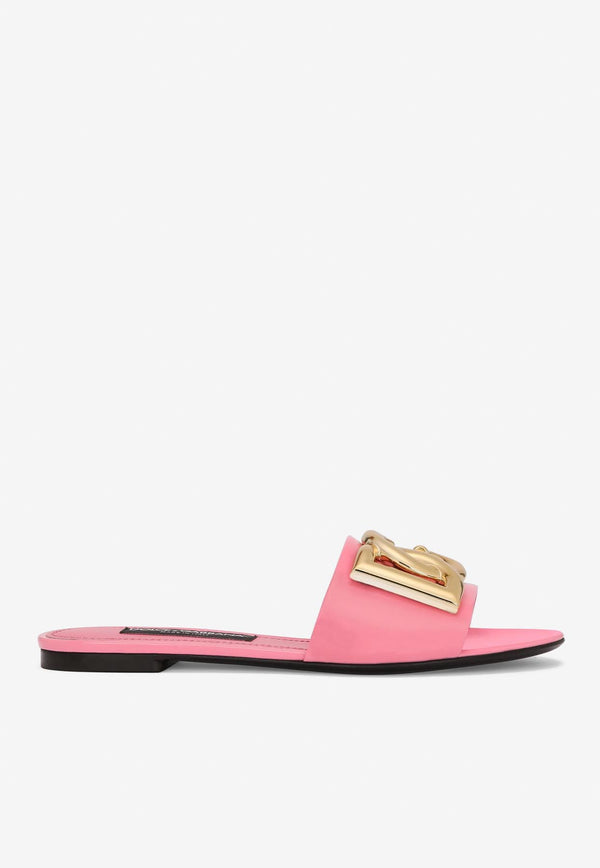 Dolce & Gabbana DG Logo Slides in Patent Leather CQ0455 A1471 87141 Pink