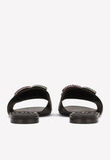 Dolce & Gabbana Crystal DG Slides in Leather Black CQ0455 B5956 80999