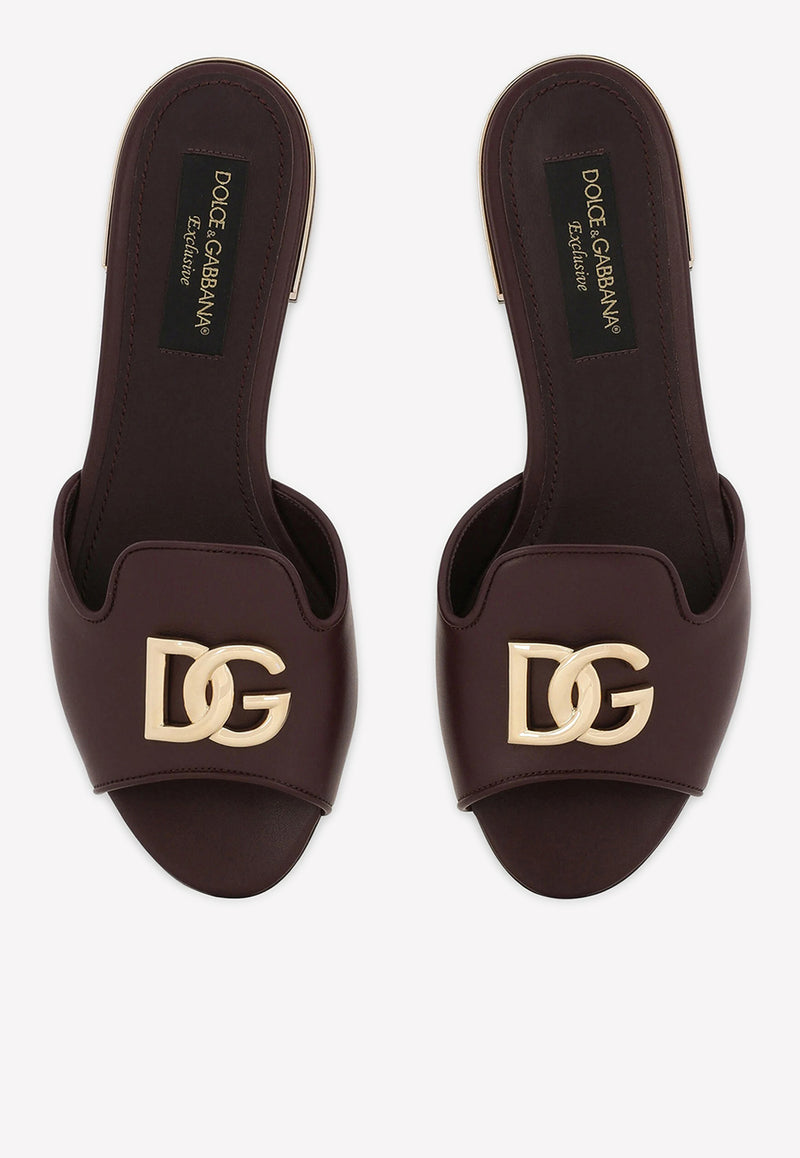 Dolce & Gabbana DG Logo Bianca Slides in Calf Leather Bordeaux CQ0488 B5954 80308
