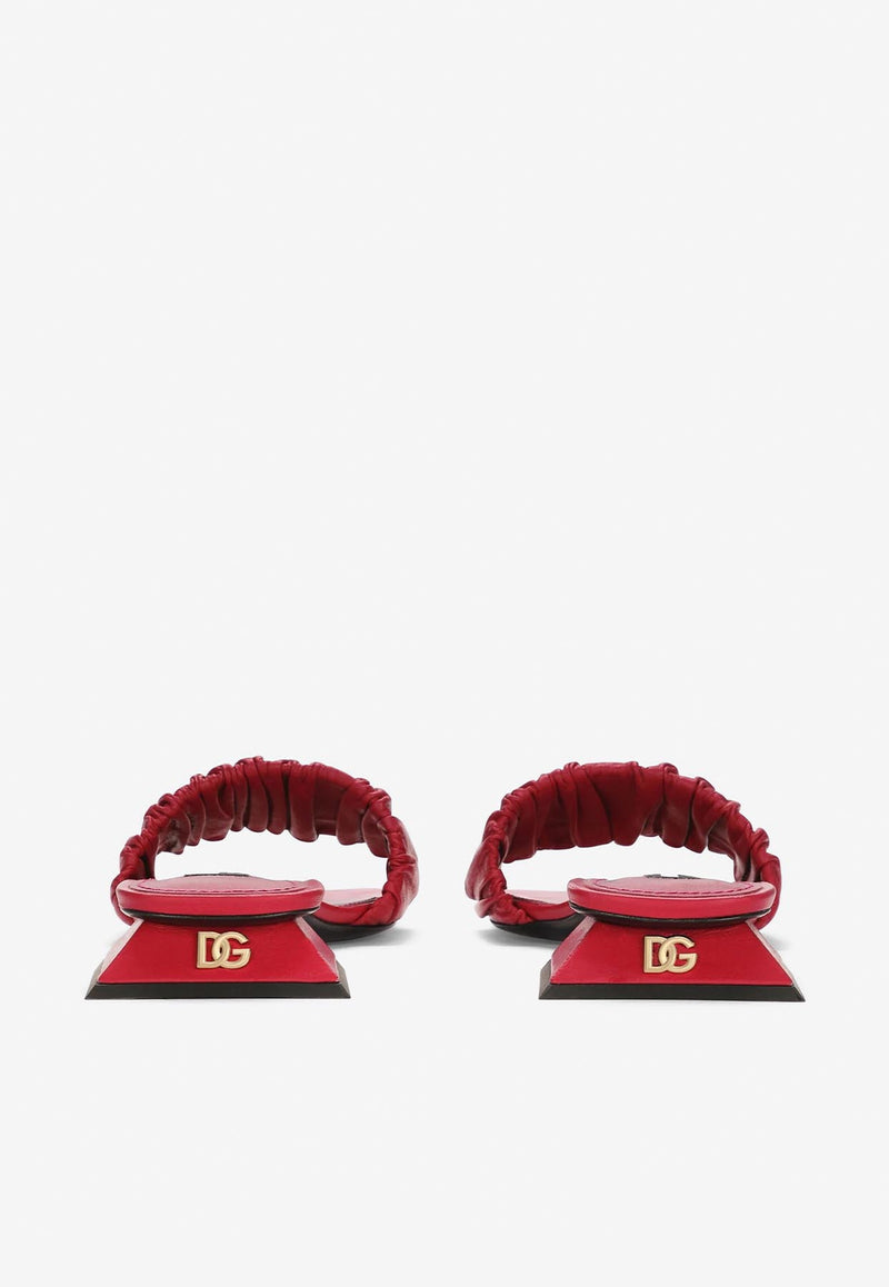 Dolce & Gabbana Gathered Nappa Leather Slides CQ0525 AF984 87149 Red