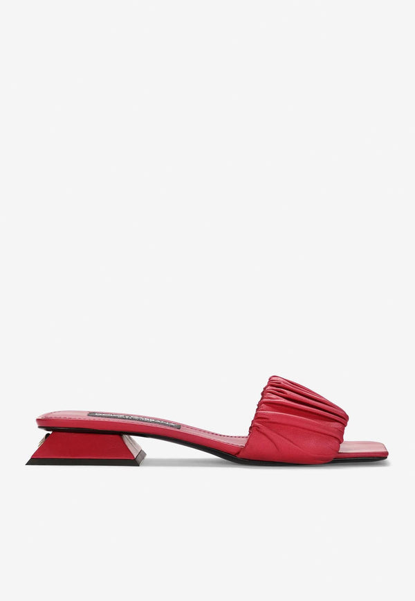 Dolce & Gabbana Gathered Nappa Leather Slides CQ0525 AF984 87149 Red